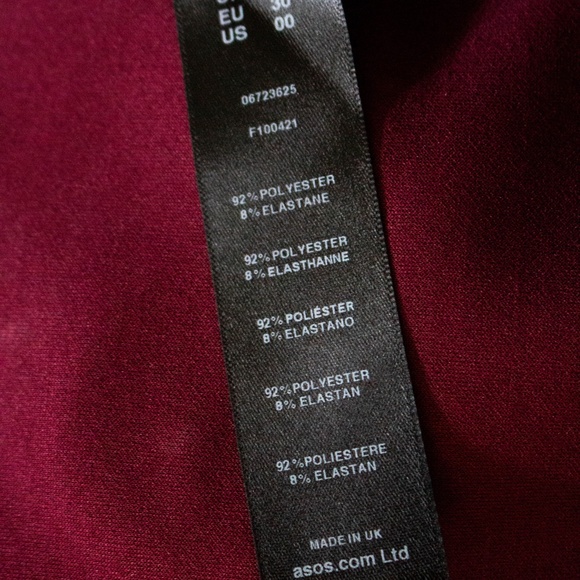 PETITE BURGUNDY BARDOT DRESS OFF SHOULDER - Picture 7 of 8